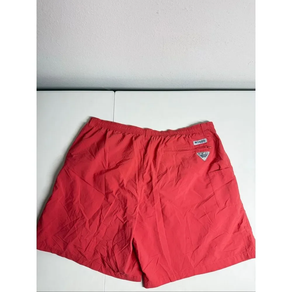 Columbia PFG Omni Shade Swim Trunks Men XXL Coral Red Fishing Shorts Mesh Lined